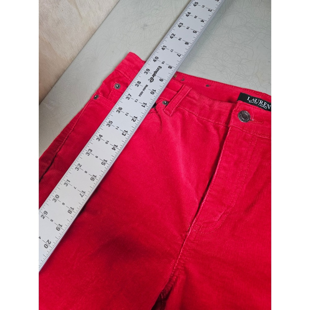 Lauren Ralph Lauren Red Corduroy Straight Leg Pants Womens Size 8 Stretch - Picture 9 of 16